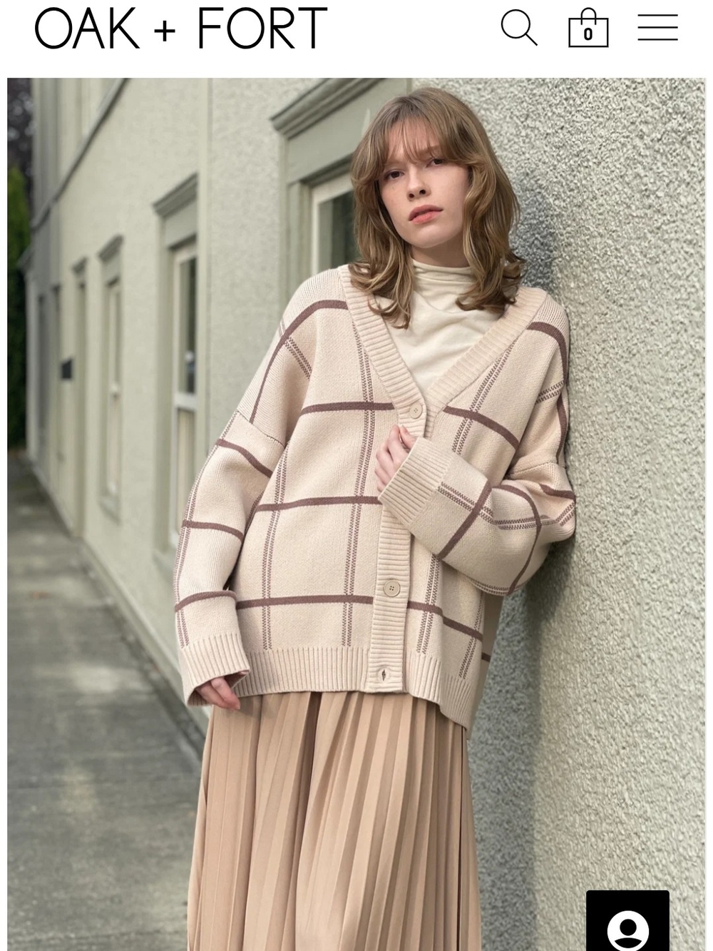 Oak + Fort Oversized Knit Plaid Cardigan - Cozy Oversize Thick Button Up Sweater